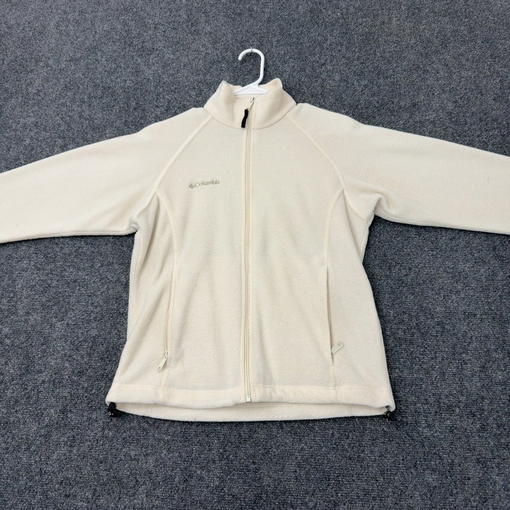 Columbia Fleece Jacket Womens S Cream Polyester Full Zip Mock Neck Gorpcore
